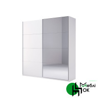 Шафа-купе MiroMark Фемілі 2-дверна з дзеркалом 150 см Біла