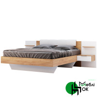 Ліжко MiroMark Асті (без вкладу) 160х200 см з тумбами, дуб крафт/білий